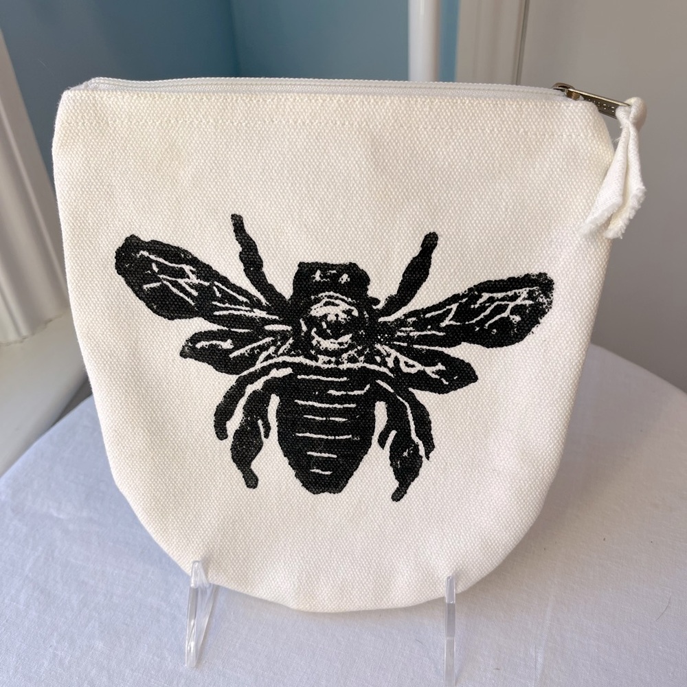 Honeybee Makeup Bag - White Canvas
